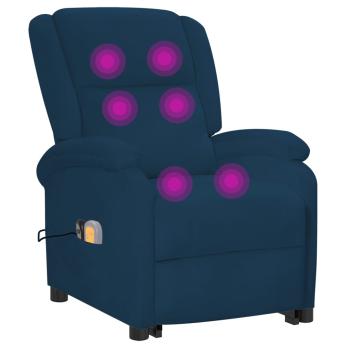 Massagesessel mit Aufstehhilfe Blau Samt