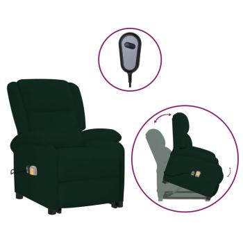 Massagesessel mit Aufstehhilfe Dunkelgrün Samt
