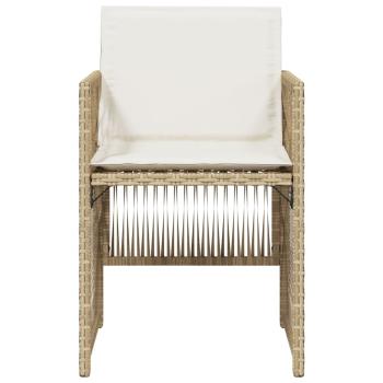 Gartenstühle mit Kissen 4 Stk. Beige Poly Rattan