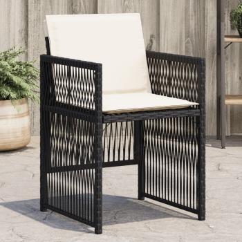 ARDEBO.de - Gartenstühle mit Kissen 4 Stk. Schwarz Poly Rattan