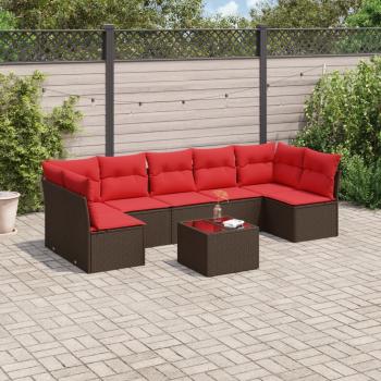ARDEBO.de - 8-tlg. Garten-Sofagarnitur mit Kissen Braun Poly Rattan