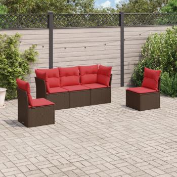 ARDEBO.de - 5-tlg. Garten-Sofagarnitur mit Kissen Braun Poly Rattan