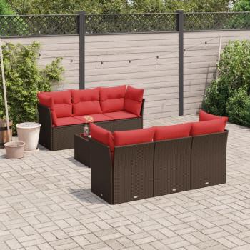 ARDEBO.de - 7-tlg. Garten-Sofagarnitur mit Kissen Braun Poly Rattan