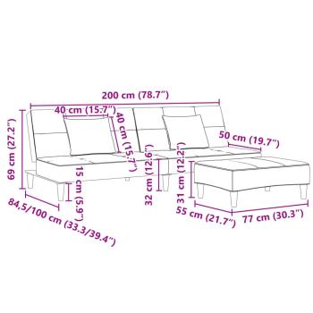 Schlafsofa 2-Sitzer mit Fußhocker Gelb Samt