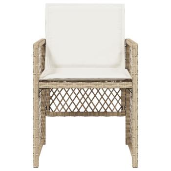 Gartenstühle mit Kissen 4 Stk. Beige Poly Rattan