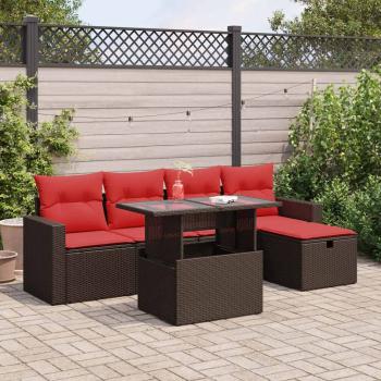 ARDEBO.de - 6-tlg. Garten-Sofagarnitur mit Kissen Schwarz Poly Rattan