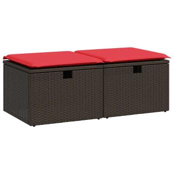 2-tlg. Garten-Sofagarnitur mit Kissen Braun Poly Rattan Akazie