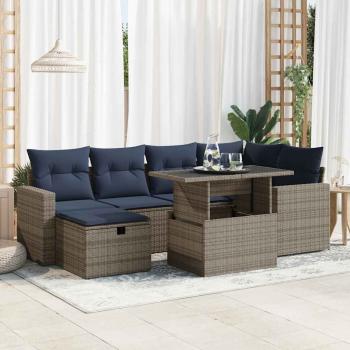 ARDEBO.de - 7-tlg. Garten-Sofagarnitur mit Kissen Braun Poly Rattan Akazie