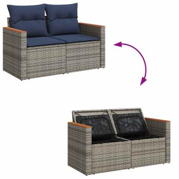 8-tlg. Garten-Sofagarnitur mit Kissen Braun Poly Rattan Akazie