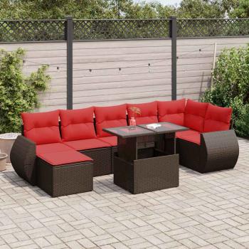 ARDEBO.de - 8-tlg. Garten-Sofagarnitur mit Kissen Braun Poly Rattan Akazie