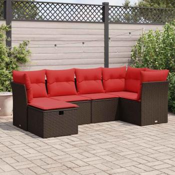 ARDEBO.de - 6-tlg. Garten-Sofagarnitur mit Kissen Braun Poly Rattan