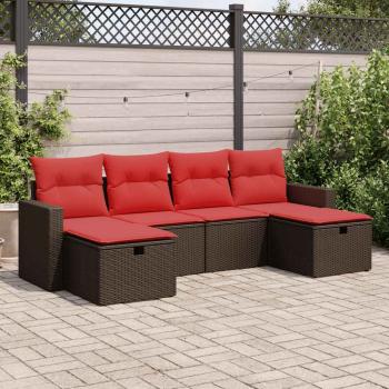 ARDEBO.de - 6-tlg. Garten-Sofagarnitur mit Kissen Braun Poly Rattan