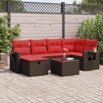 ARDEBO.de - 7-tlg. Garten-Sofagarnitur mit Kissen Braun Poly Rattan