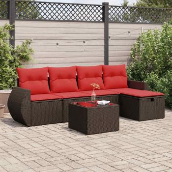 ARDEBO.de - 6-tlg. Garten-Sofagarnitur mit Kissen Braun Poly Rattan