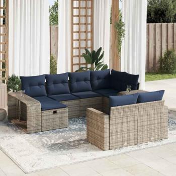 ARDEBO.de - 10-tlg. Garten-Sofagarnitur mit Kissen Grau Poly Rattan