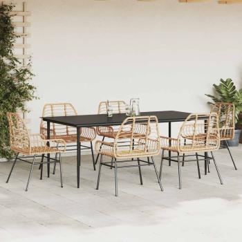 7-teiliges Garten-Esszimmerset Braunes Polyrattanglas