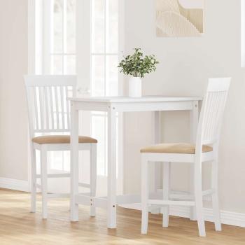 Barhocker mit Kissen 2 Stk. Weiß Massivholz Gummibaum