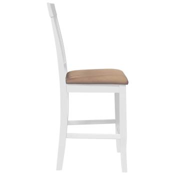 Barhocker mit Kissen 2 Stk. Weiß Massivholz Gummibaum