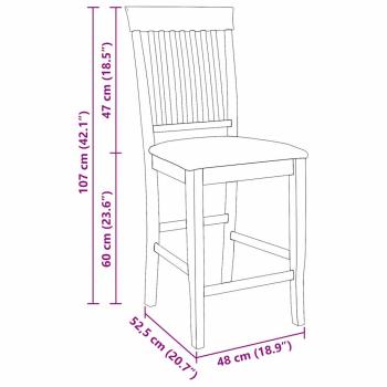 Barhocker mit Kissen 2 Stk. Weiß Massivholz Gummibaum