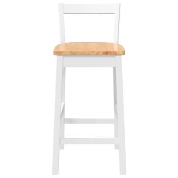 Barhocker 2 Stk. Weiß Massivholz Gummibaum