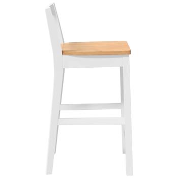 Barhocker 2 Stk. Weiß Massivholz Gummibaum