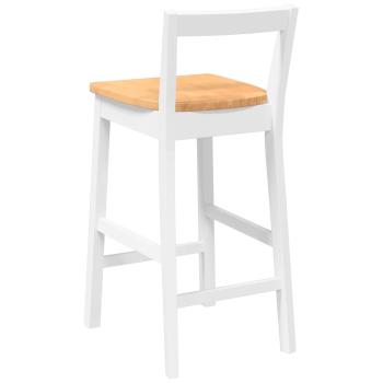 Barhocker 2 Stk. Weiß Massivholz Gummibaum