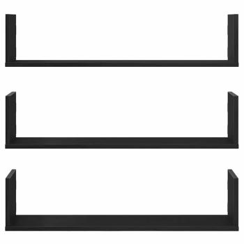 Wandregale 3 Stk. Schwarz Eichen-Optik 80x18x18cm Holzwerkstoff