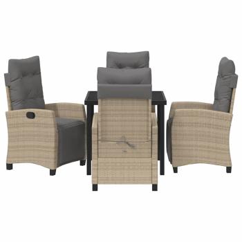 5-teiliges Garten-Esszimmer-Set Beige Poly Rattan
