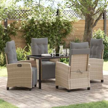 ARDEBO.de - 5-teiliges Garten-Esstisch-Set Beige Poly-Rattan