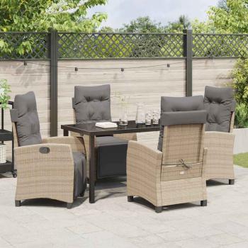 5-teiliges Garten-Esstisch-Set Beige Poly-Rattan
