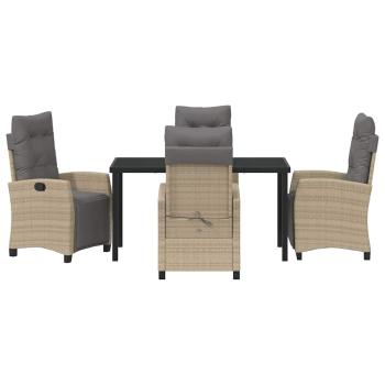 5-teiliges Garten-Esstisch-Set Beige Poly-Rattan