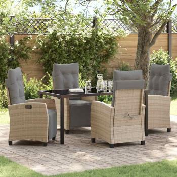 ARDEBO.de - 5-teiliges Garten-Ess-Set Beige Poly Rattan