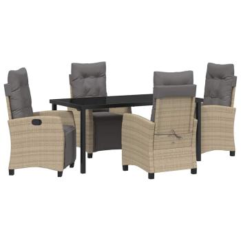 5-teiliges Garten-Ess-Set Beige Poly Rattan