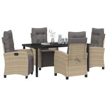 5-teiliges Garten-Ess-Set Beige Poly Rattan