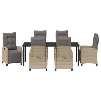 7-teiliges Garten-Esszimmer Set Beige Poly Rattan