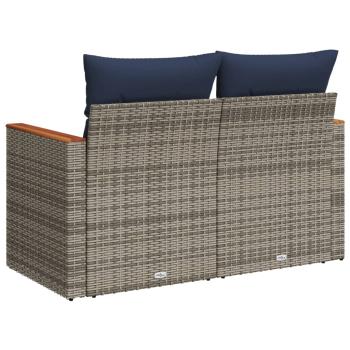 Gartensofa 2-Sitzer mit Kissen Grau Poly Rattan