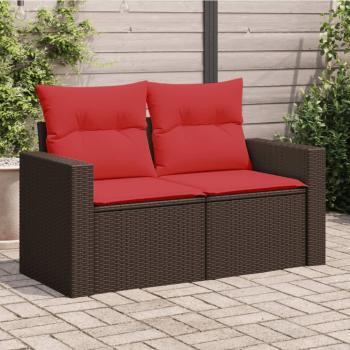 ARDEBO.de - Gartensofa mit Kissen 2-Sitzer Braun Poly Rattan