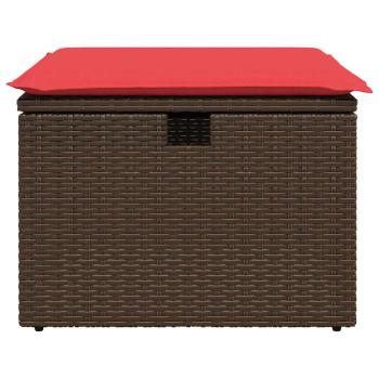 Gartenhocker mit Kissen Braun 55x55x37 cm Poly Rattan