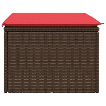 Gartenhocker mit Kissen Braun 55x55x37 cm Poly Rattan