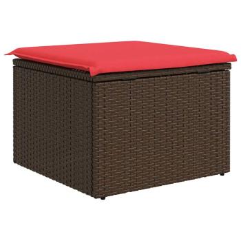 Gartenhocker mit Kissen Braun 55x55x37 cm Poly Rattan