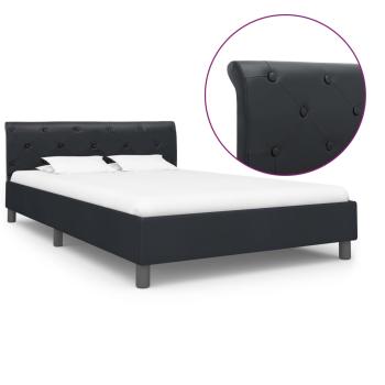 Bettgestell Schwarz Kunstleder 120 x 200 cm