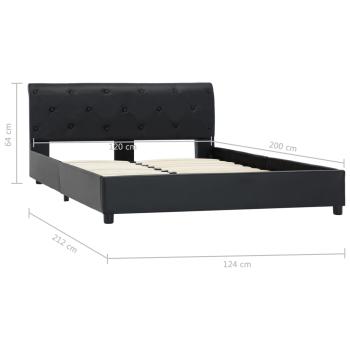 Bettgestell Schwarz Kunstleder 120 x 200 cm