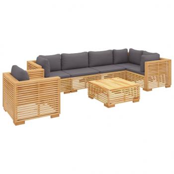 7-tlg. Garten-Lounge-Set mit Kissen Massivholz Teak