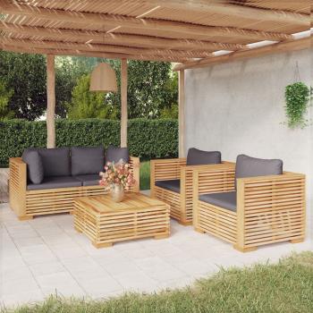 ARDEBO.de - 5-tlg. Garten-Lounge-Set mit Kissen Massivholz Teak