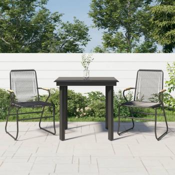 ARDEBO.de - 3-tlg. Garten-Essgruppe Schwarz PVC Rattan