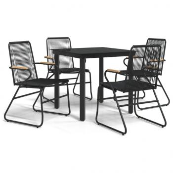 5-tlg. Garten-Essgruppe Schwarz PVC Rattan