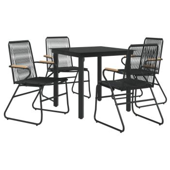 5-tlg. Garten-Essgruppe Schwarz PVC Rattan