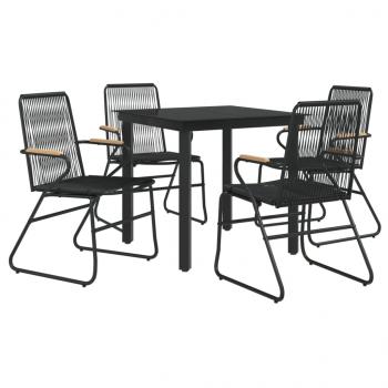 5-tlg. Garten-Essgruppe Schwarz PVC Rattan