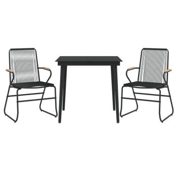 3-tlg. Garten-Essgruppe Schwarz PVC Rattan