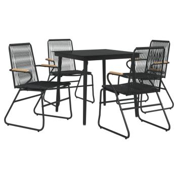 5-tlg. Garten-Essgruppe Schwarz PVC Rattan